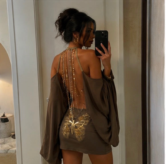 Mini-robe drapée dos nu