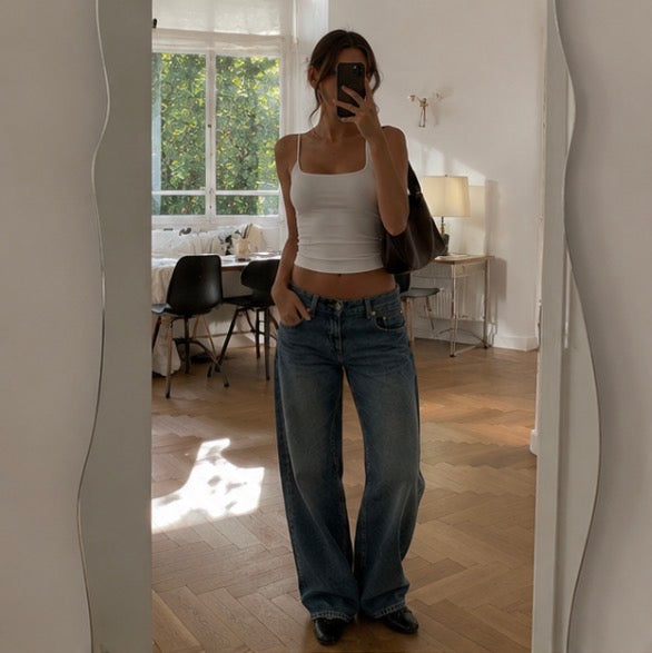 Low-Rise-Weite-Bein-Jeans