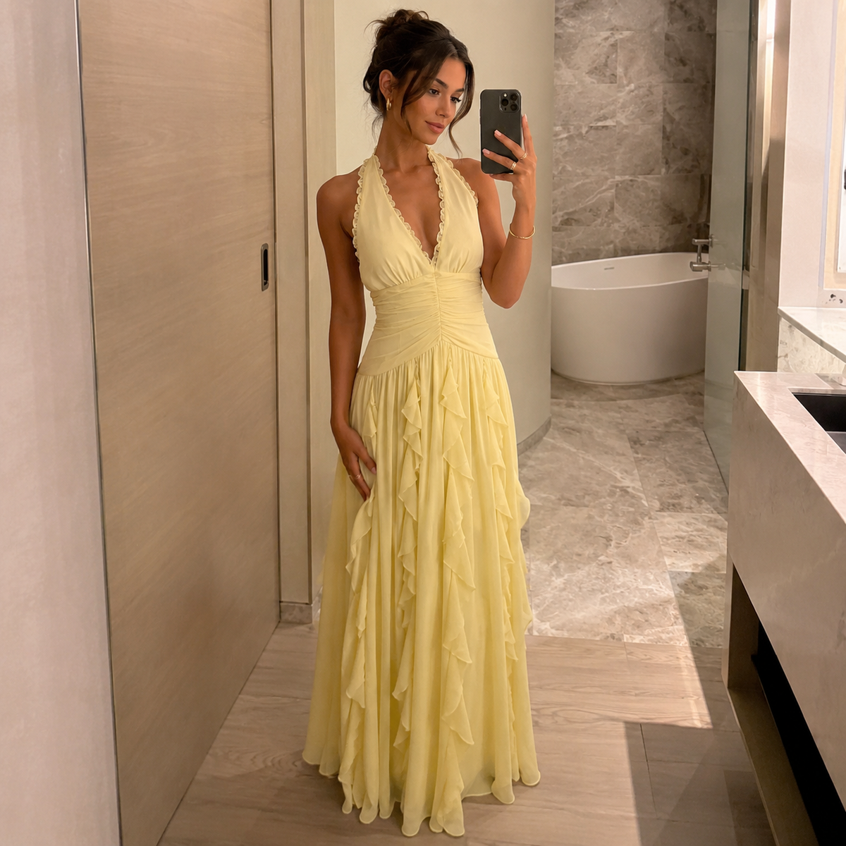 Das Seraphina Rüschen-Maxikleid