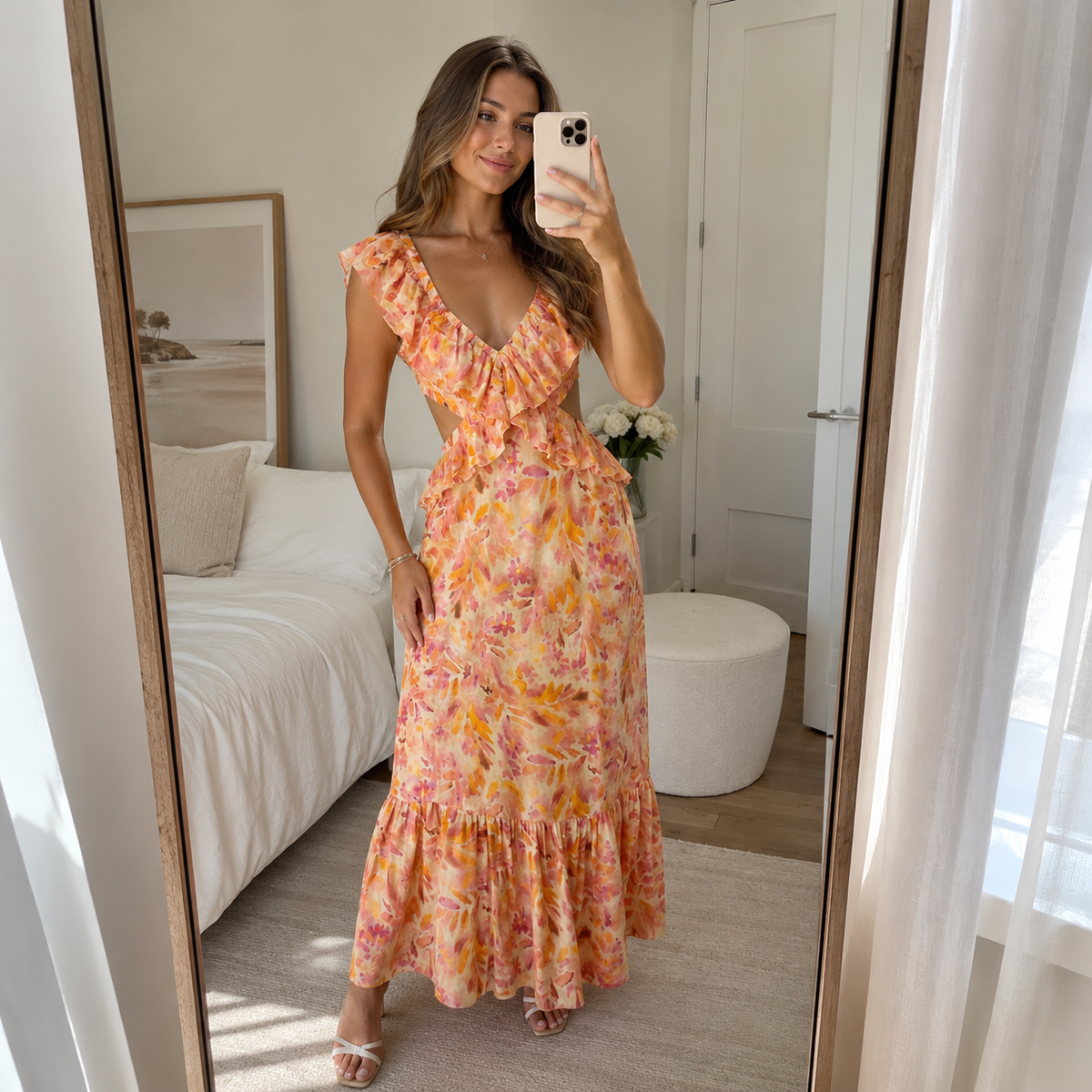 Das Solène Rüschen-Maxikleid