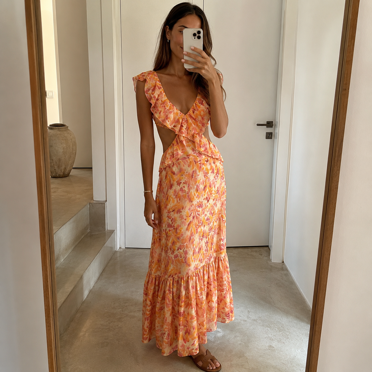 Das Solène Rüschen-Maxikleid