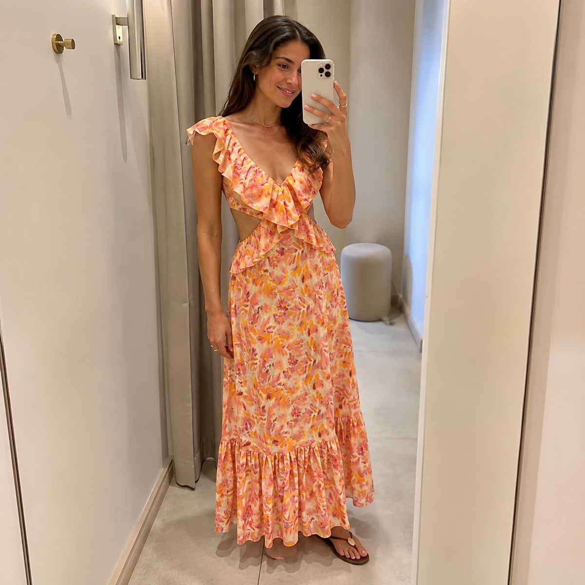 Das Solène Rüschen-Maxikleid