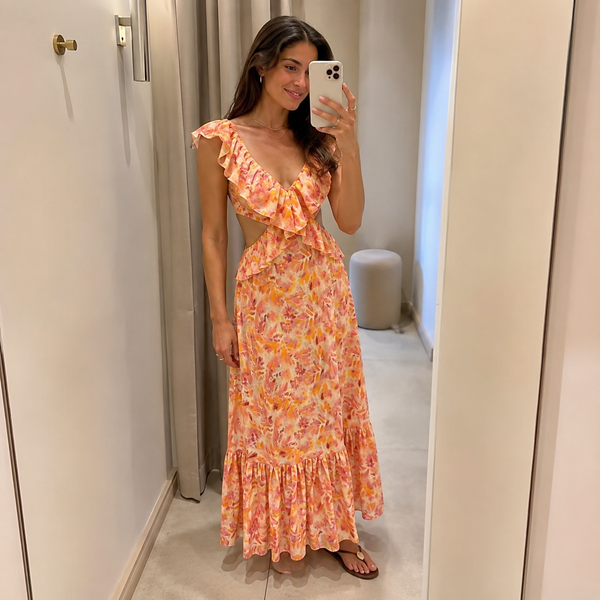 Das Solène Rüschen-Maxikleid