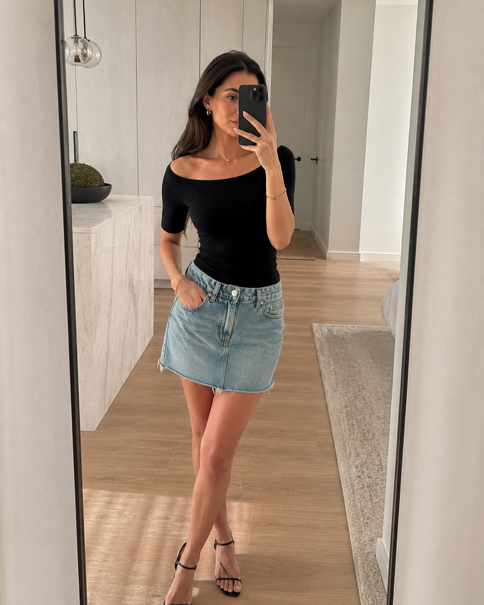 Effortless Off-Shoulder Fitted Top