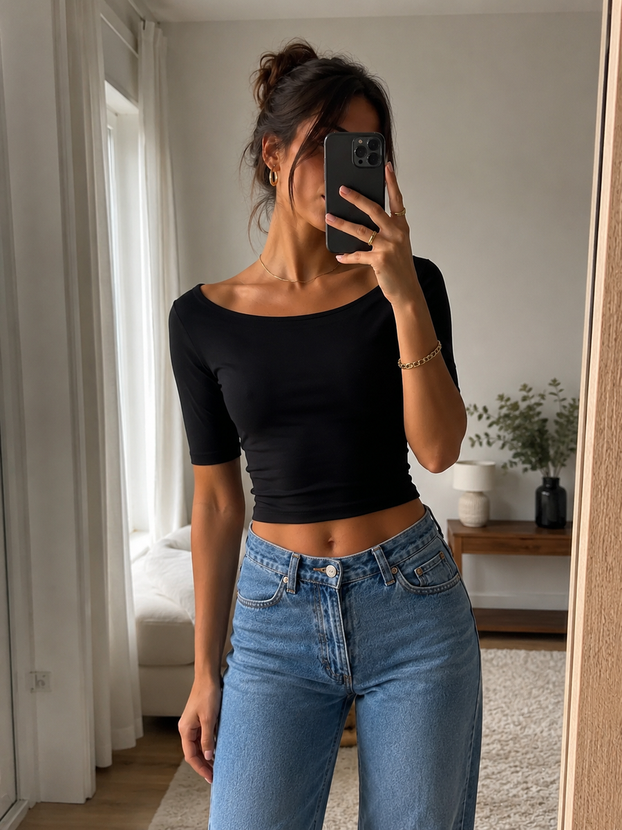 Effortless Off-Shoulder Fitted Top