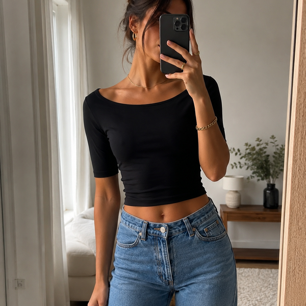 Effortless Off-Shoulder Fitted Top