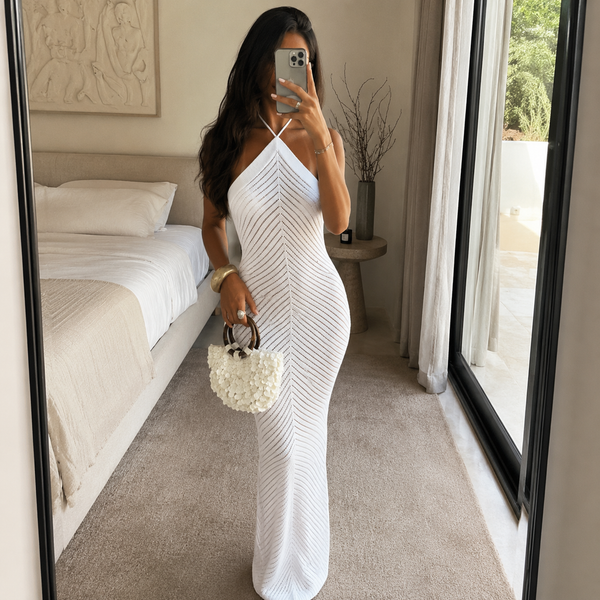La robe longue à encolure américaine Muse