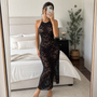 Spitzen-Neckholder-Maxikleid