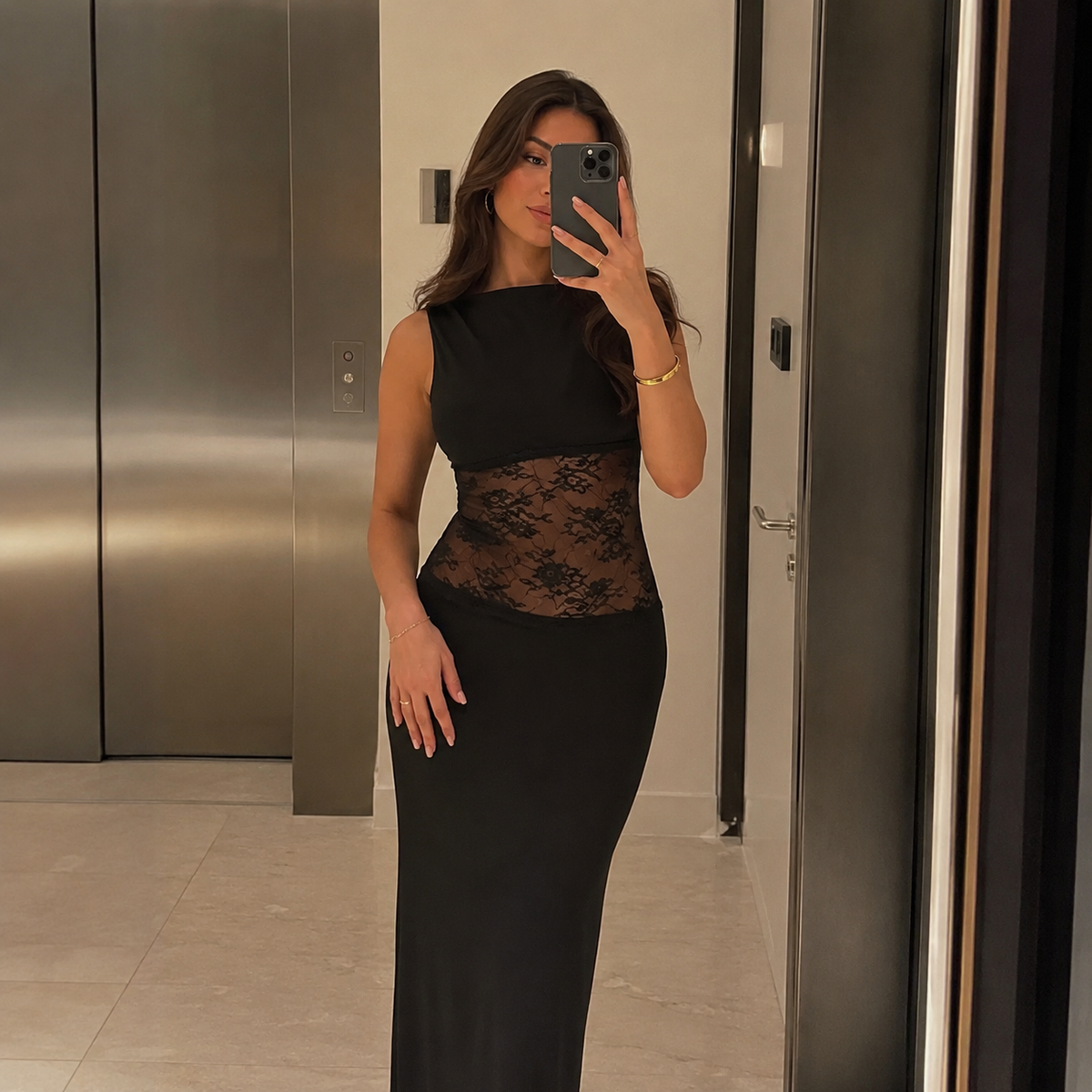 Lace Illusion Maxi Dress