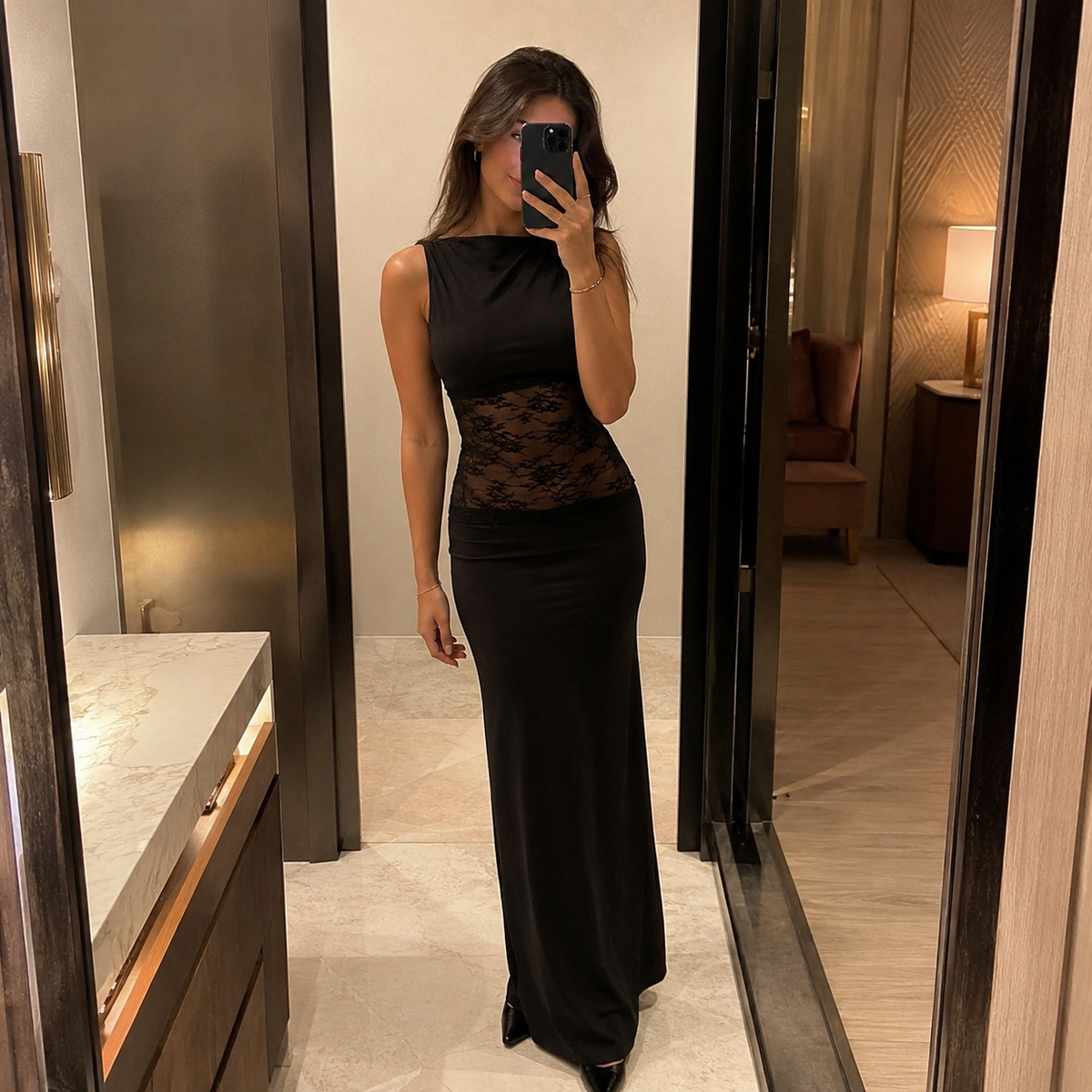Lace Illusion Maxi Dress