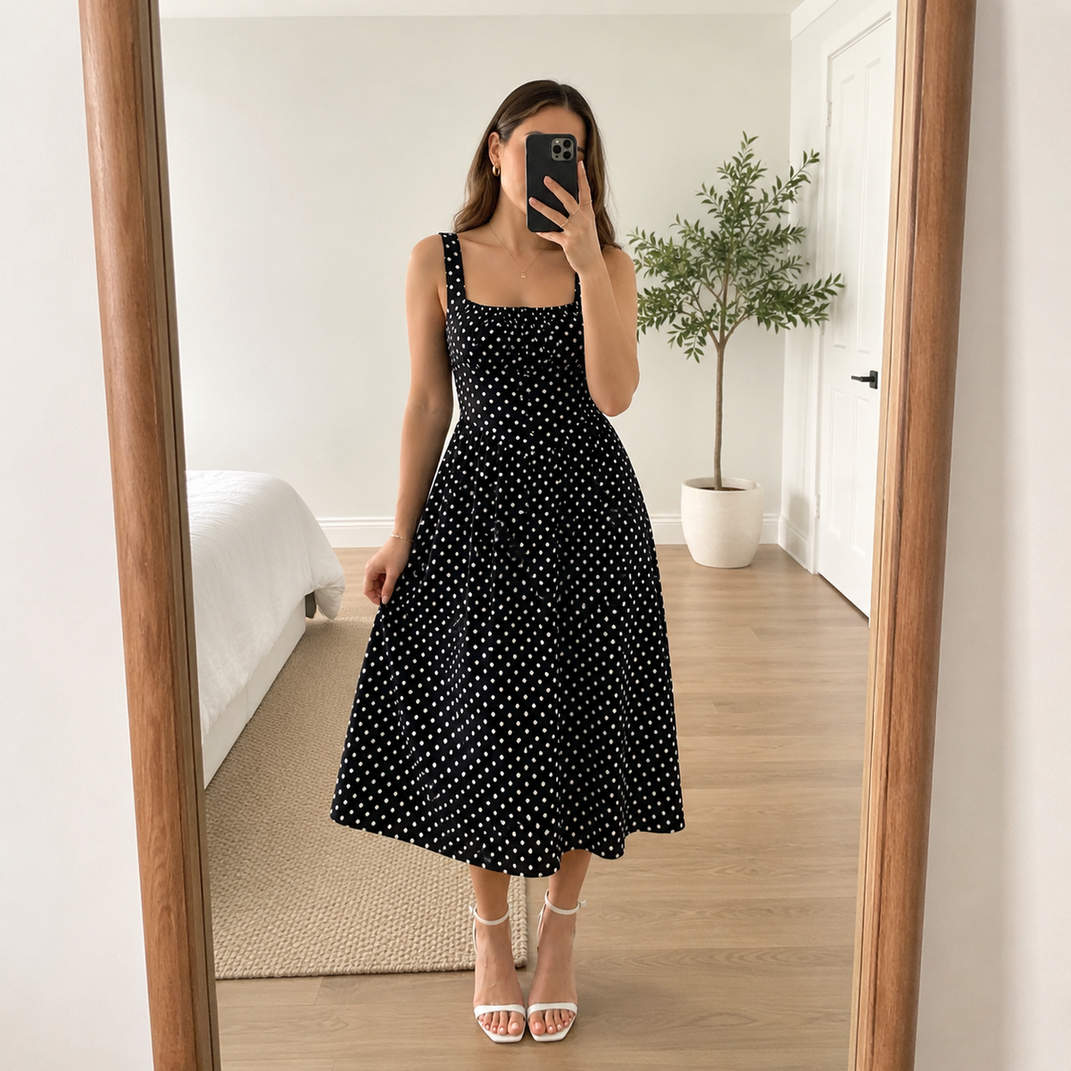 Robe midi à pois « Effortless Grace »