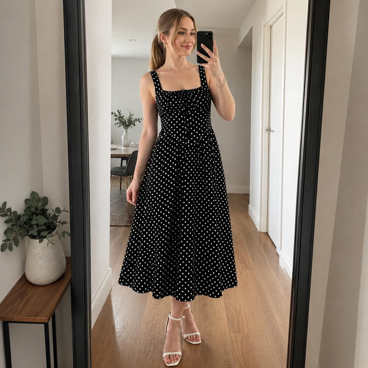 Robe midi à pois « Effortless Grace »