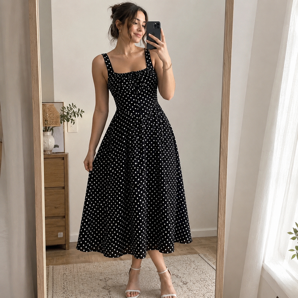 Robe midi à pois « Effortless Grace »