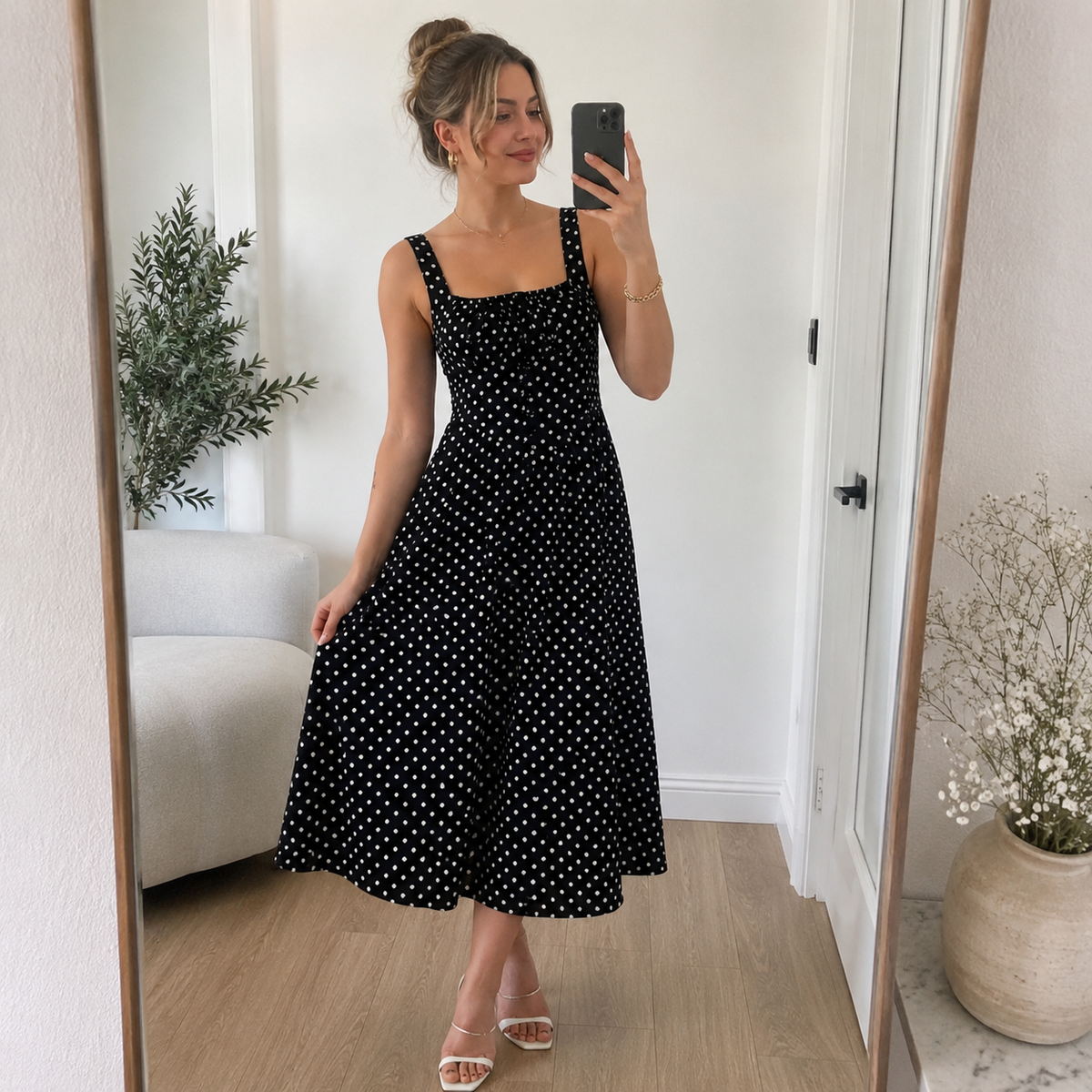 Robe midi à pois « Effortless Grace »