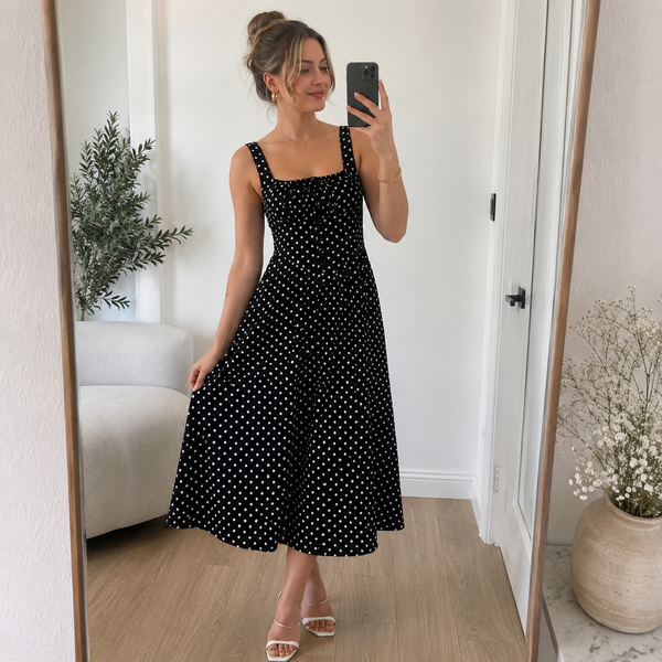 Robe midi à pois « Effortless Grace »