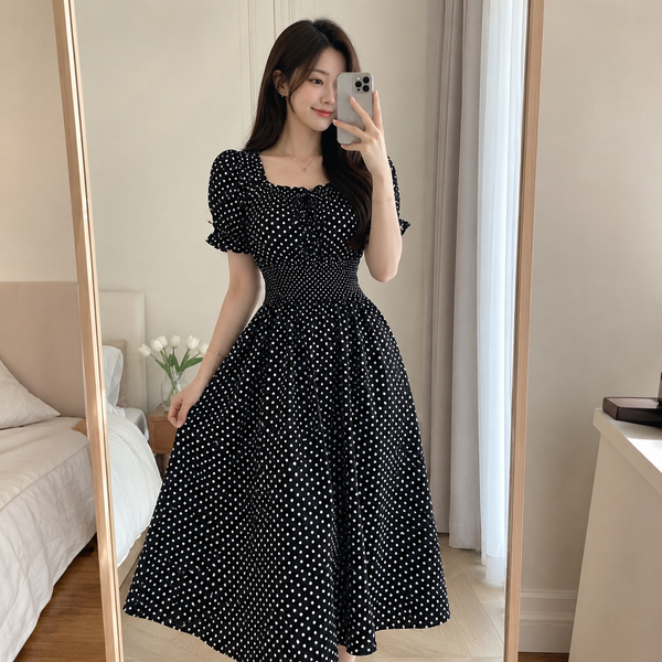 The Effortless Polka Dot Midi Dress