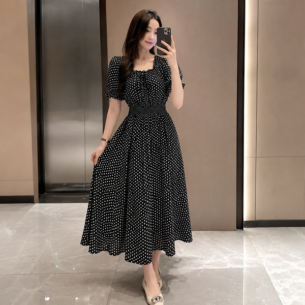 The Effortless Polka Dot Midi Dress