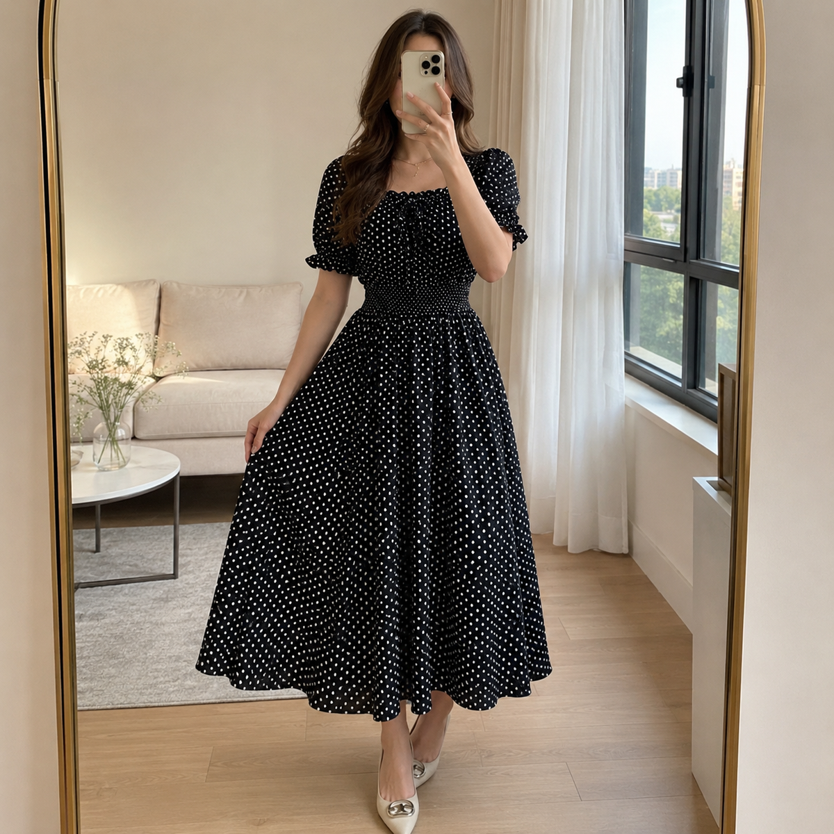 The Effortless Polka Dot Midi Dress