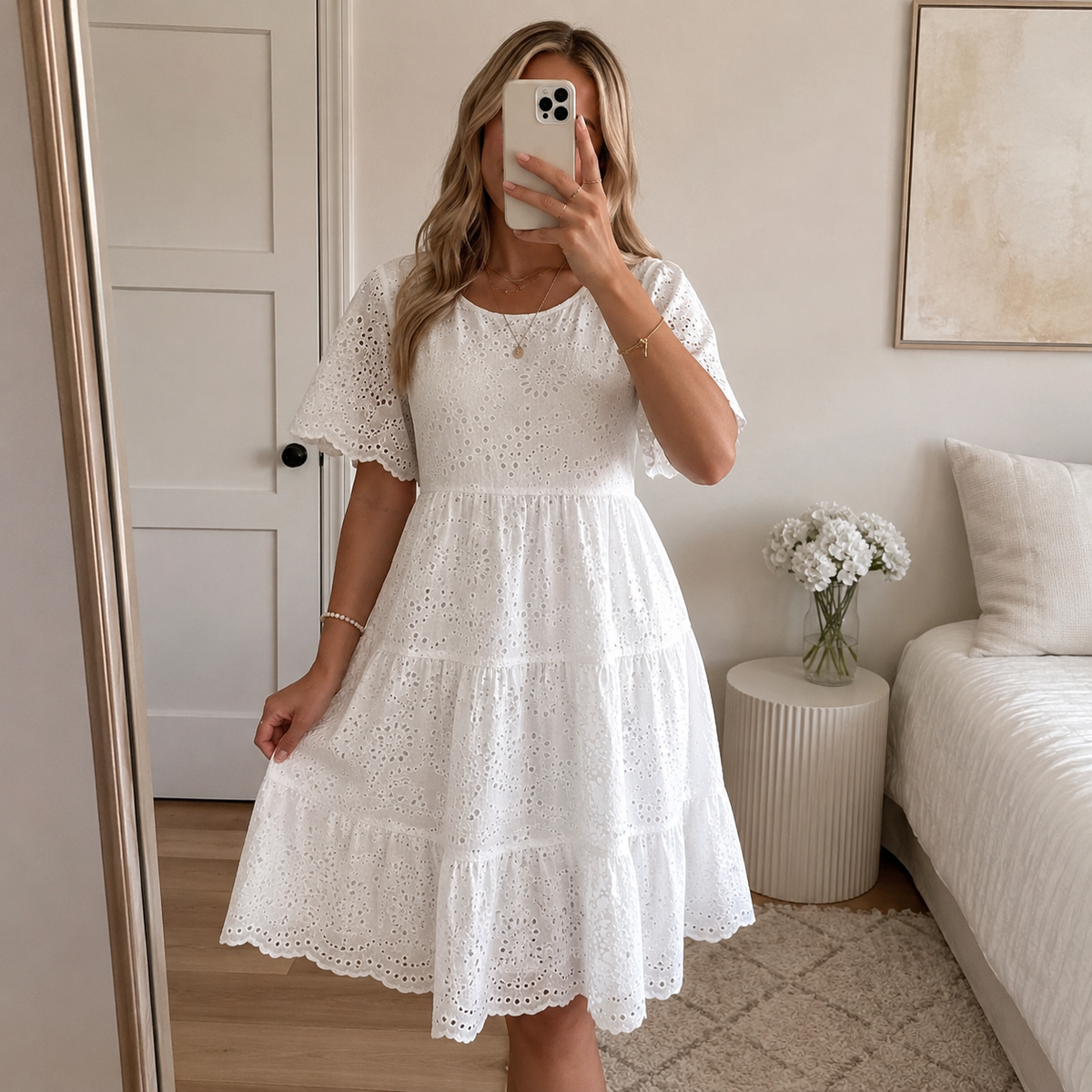 The Aveline Eyelet Midi Dress