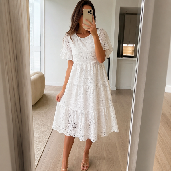 The Aveline Eyelet Midi Dress
