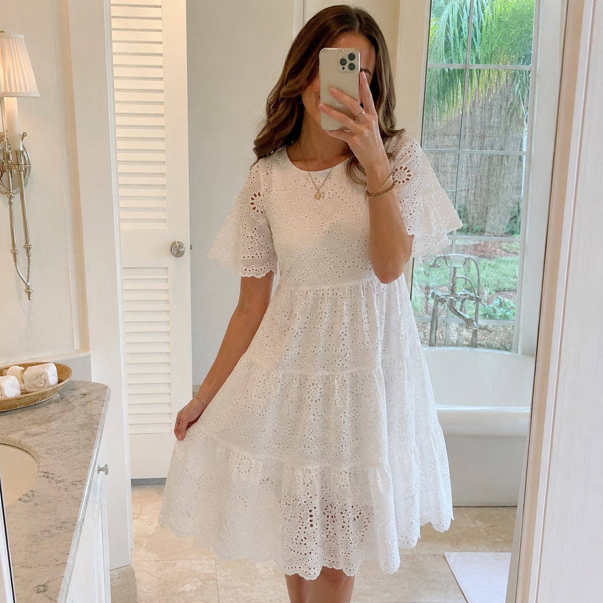 The Aveline Eyelet Midi Dress