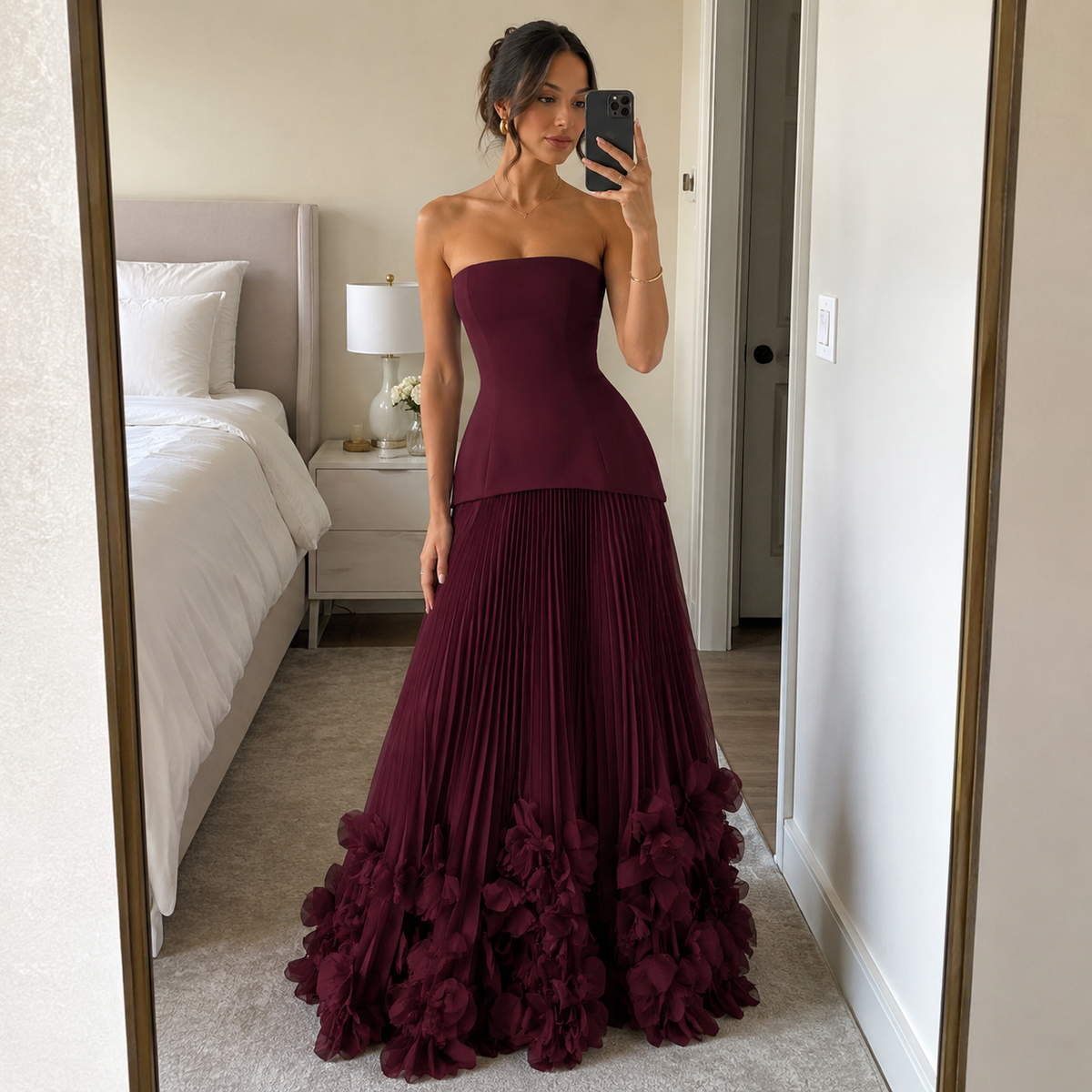 Blooming Grace Strapless Gown