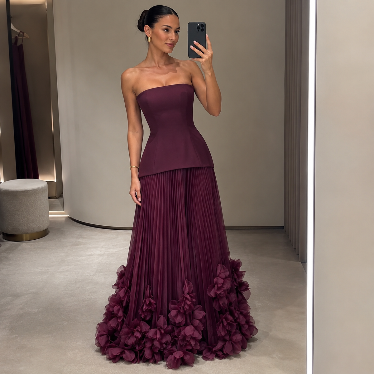 Blooming Grace Strapless Gown