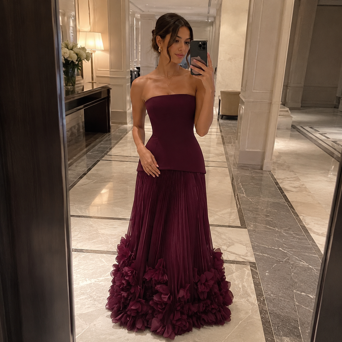 Blooming Grace Strapless Gown