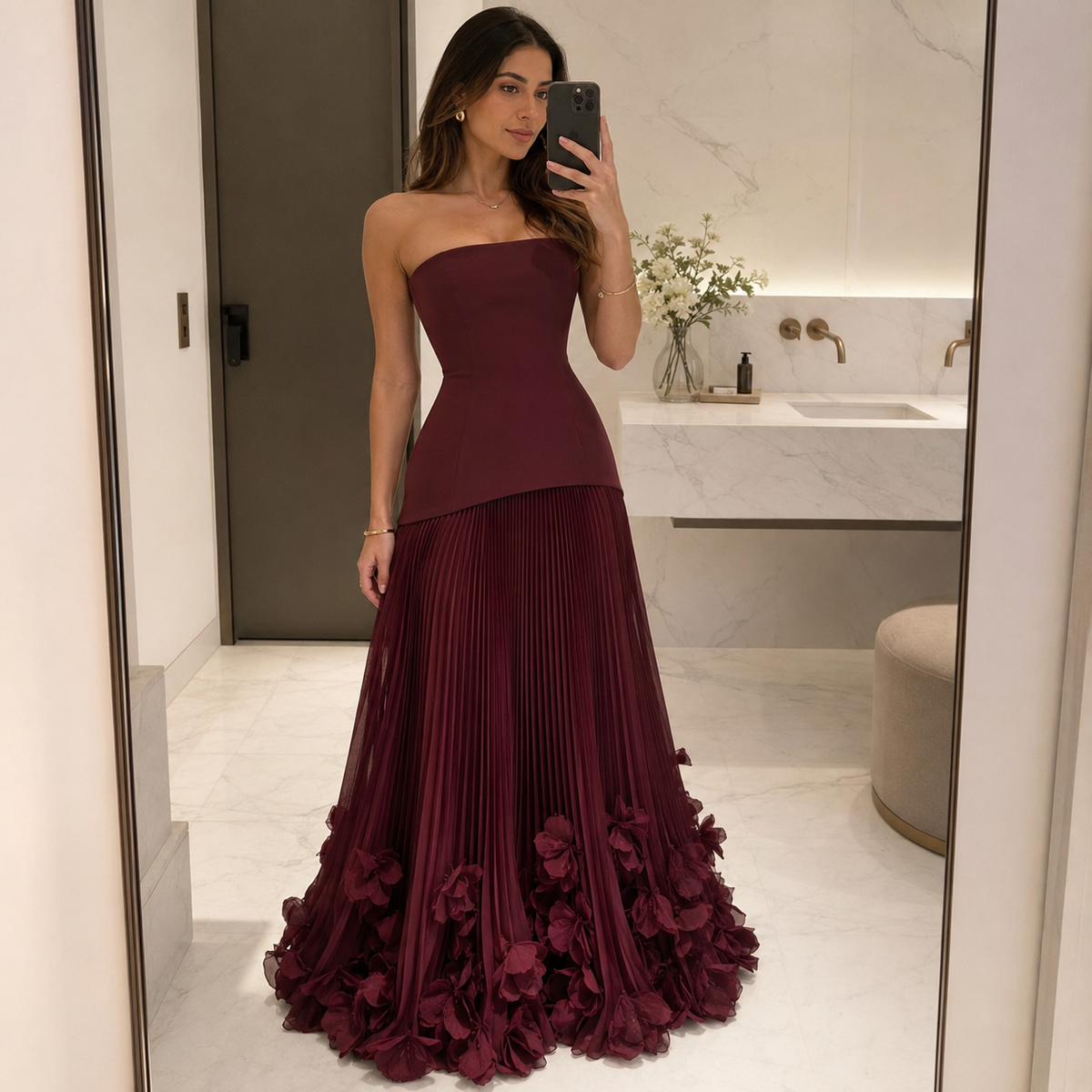 Blooming Grace Strapless Gown