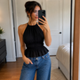 Effortless Halter Peplum Top
