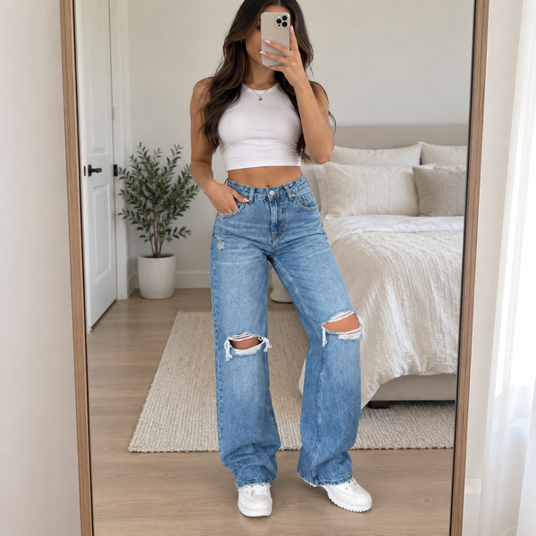 Relaxed Distressed Denim 1