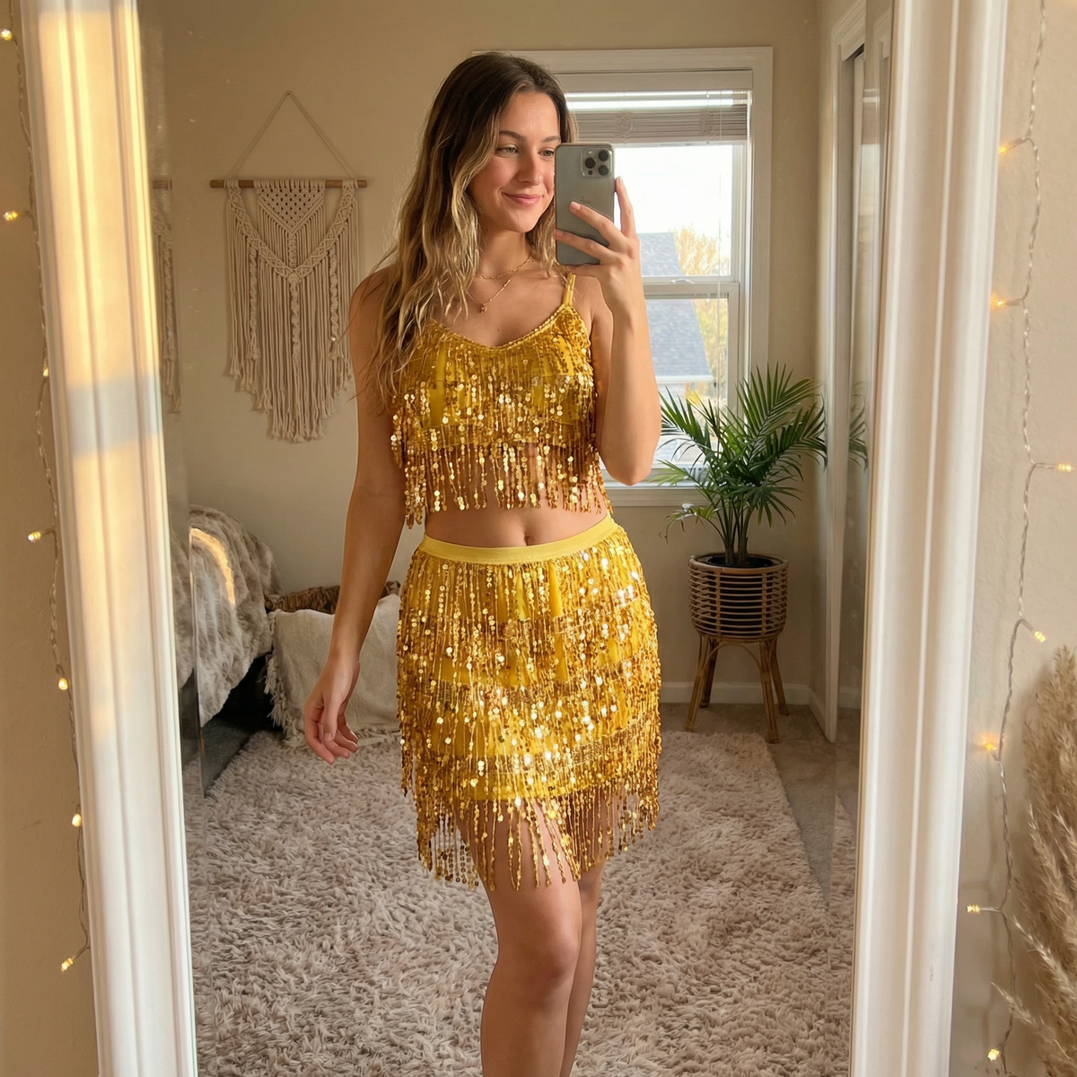 Glamorous Sequin Fringe Skirt