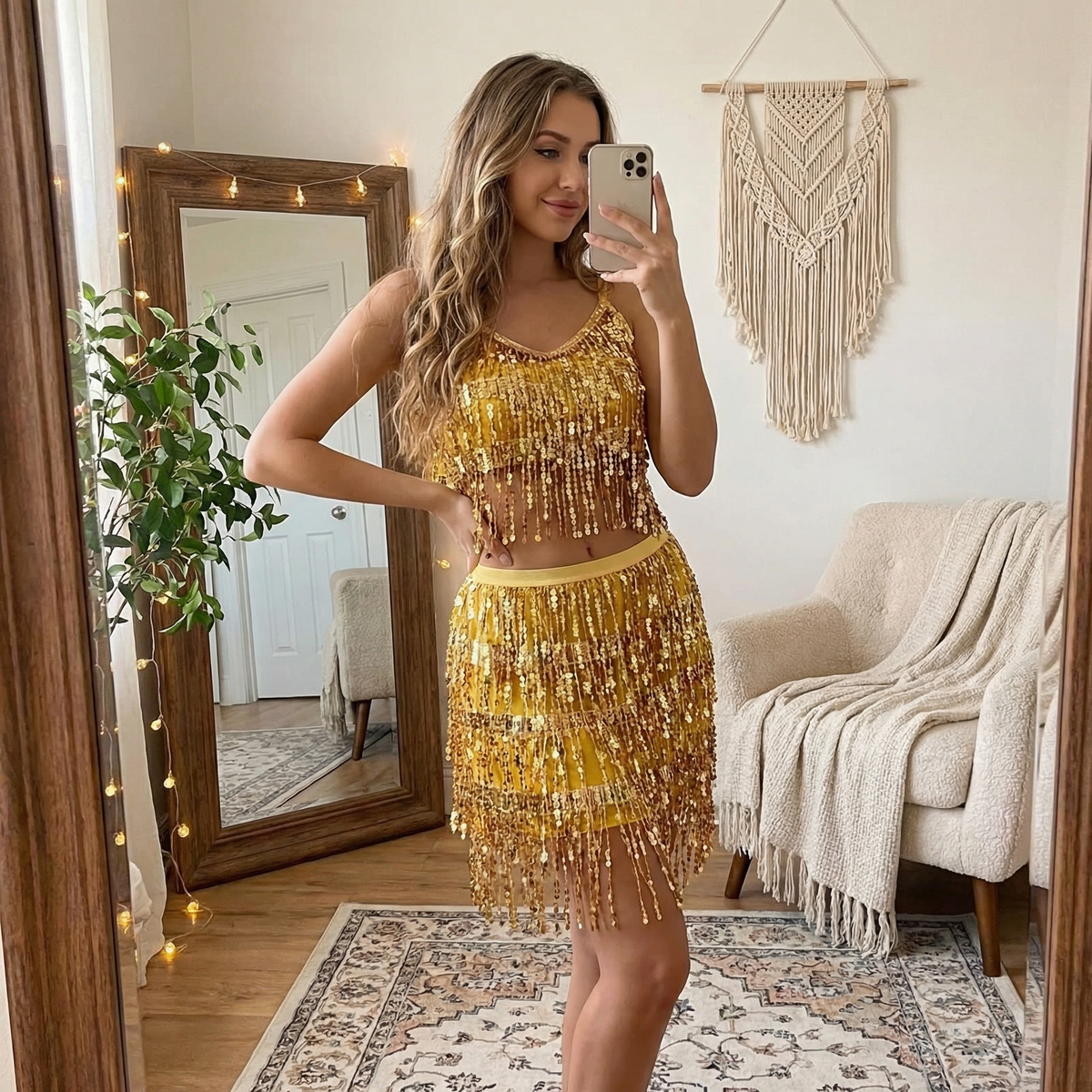 Glamorous Sequin Fringe Skirt
