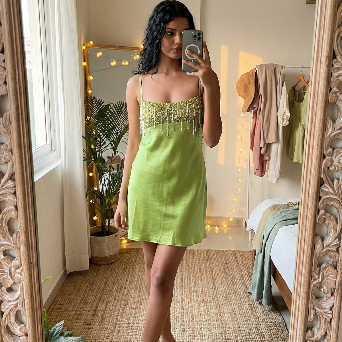 Sparkling Sequin Fringe Mini Dress
