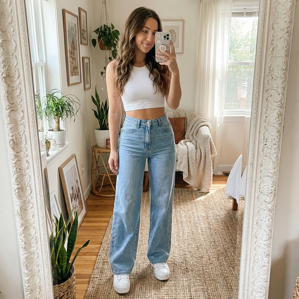 Effortless Chic High-Waisted Wide-Leg Jeans