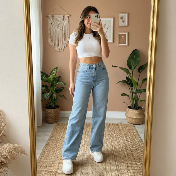 Effortless Chic High-Waisted Wide-Leg Jeans