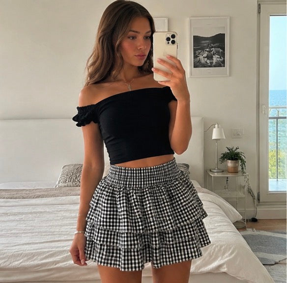 Tiered Gingham Skirt 4