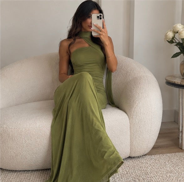 Asymmetric Halter Gown 3