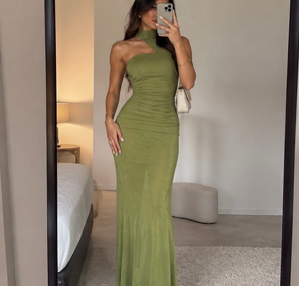 Asymmetric Halter Gown 1